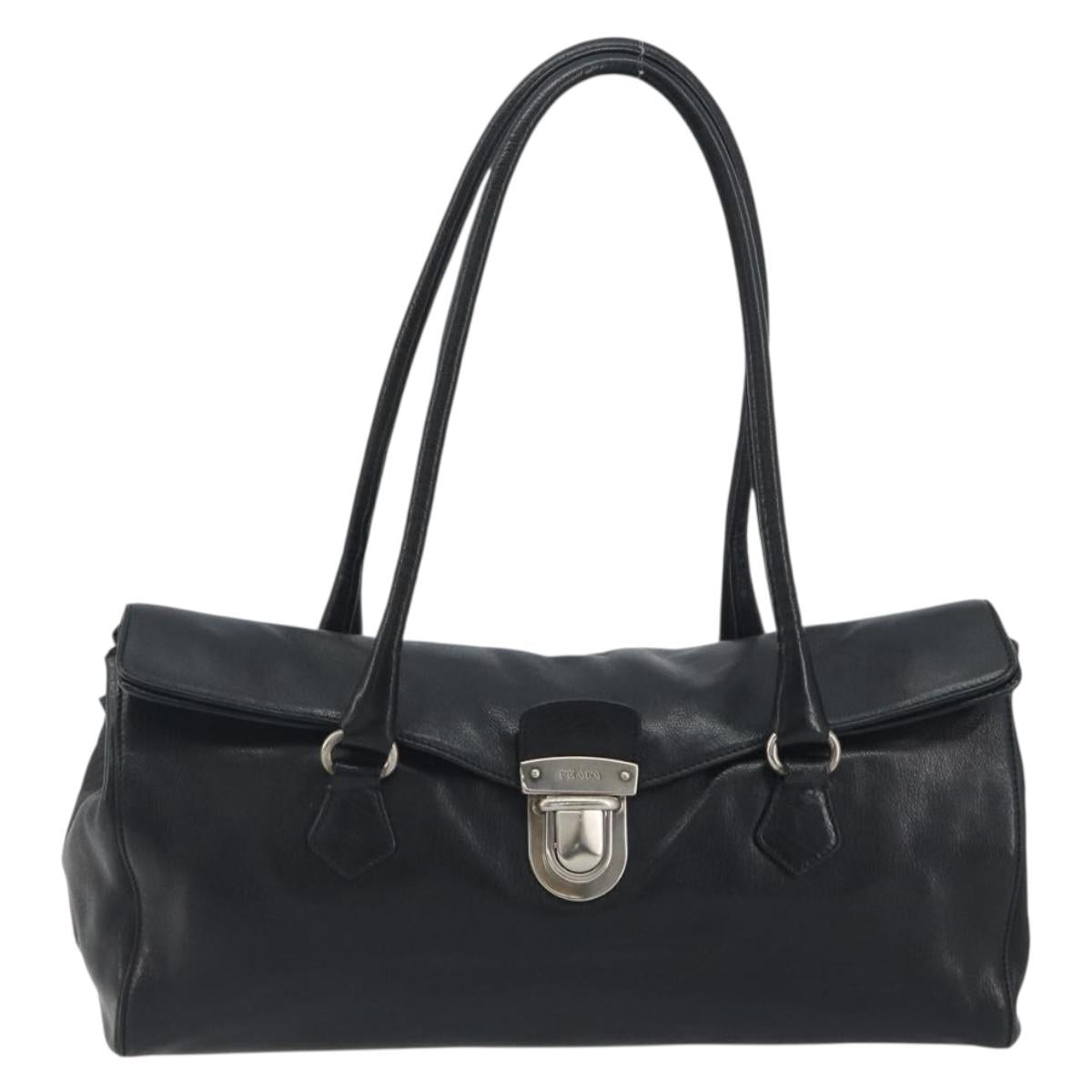 PRADA Shoulder Bag Leather Black Silver Auth 195224V - Jerrillo image 2