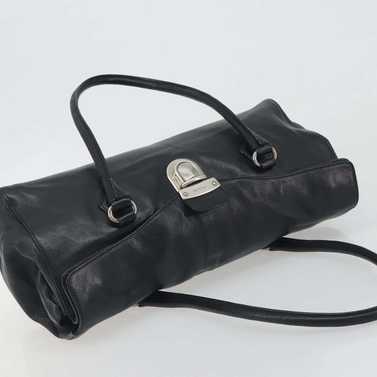 PRADA Shoulder Bag Leather Black Silver Auth 195224V - Jerrillo image 6