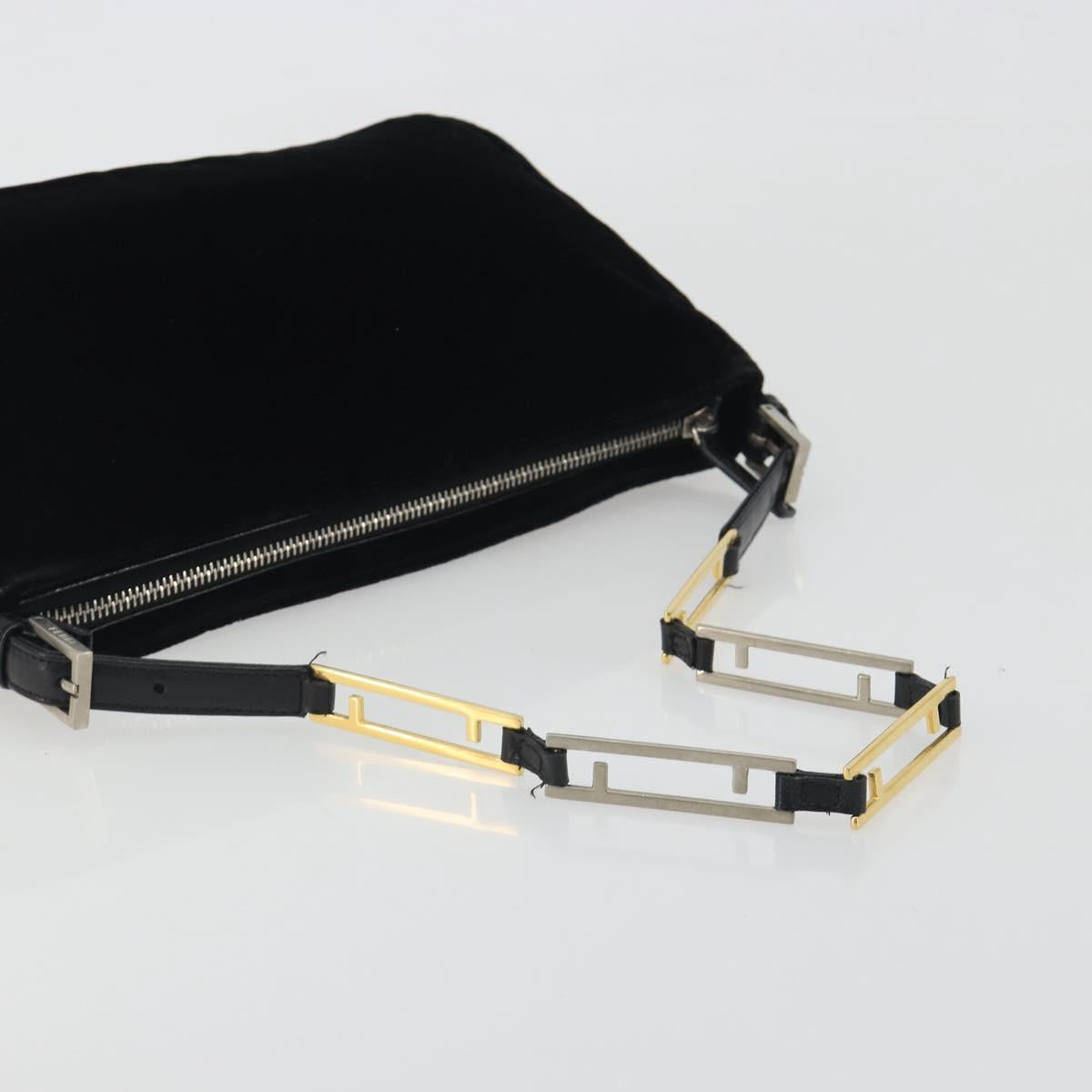 FENDI Chain Shoulder Bag Velor Black Auth 195236A - Jerrillo image 7