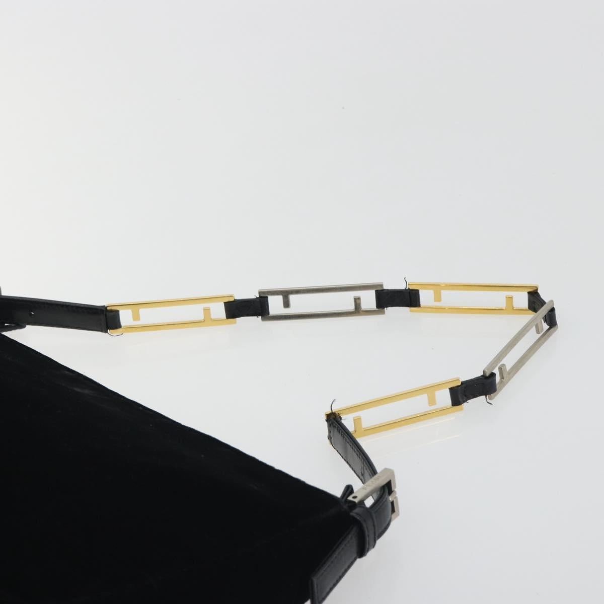 FENDI Chain Shoulder Bag Velor Black Auth 195236A - Jerrillo image 8