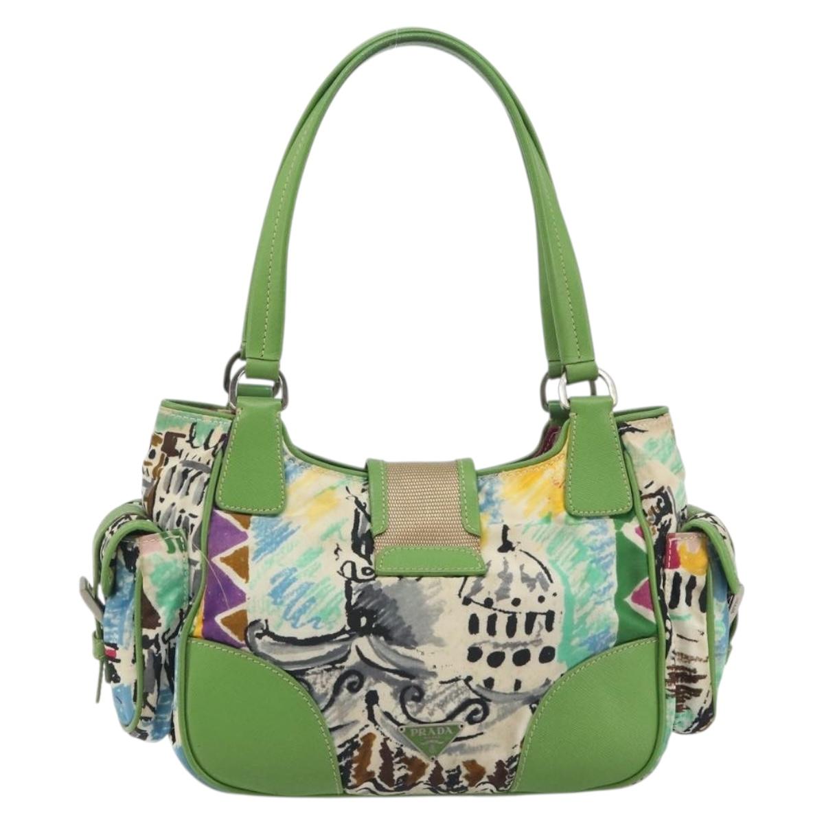 PRADA Hand Bag Nylon Green Silver Auth 195238A - Jerrillo image 2