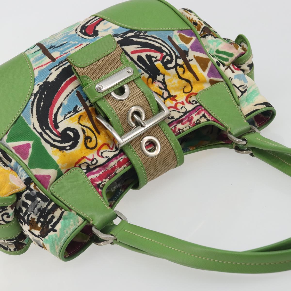 PRADA Hand Bag Nylon Green Silver Auth 195238A - Jerrillo image 6