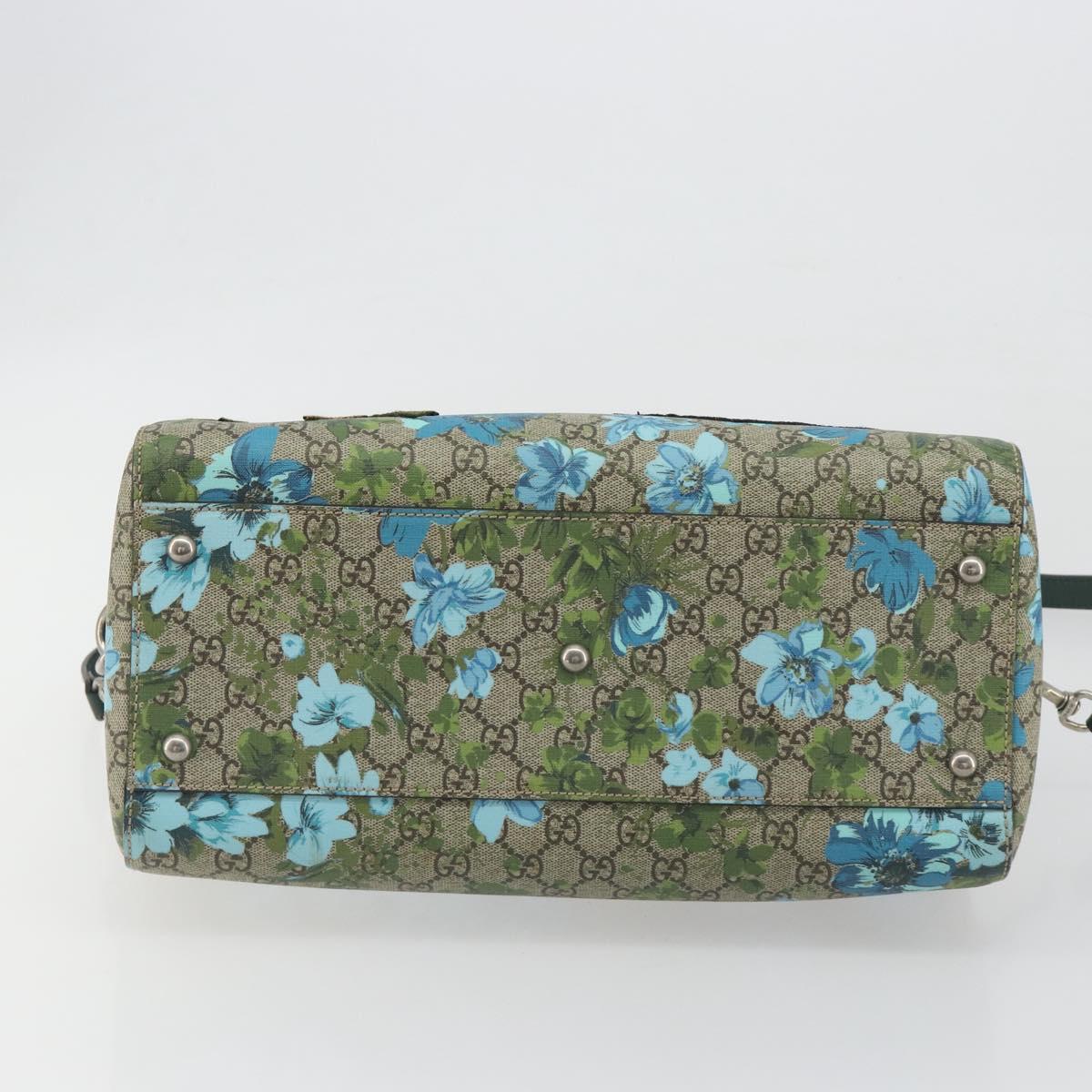GUCCI GG Supreme Boston Bag PVC Leather 2way Green Silver 409527 Auth 195254SAM - Jerrillo image 5