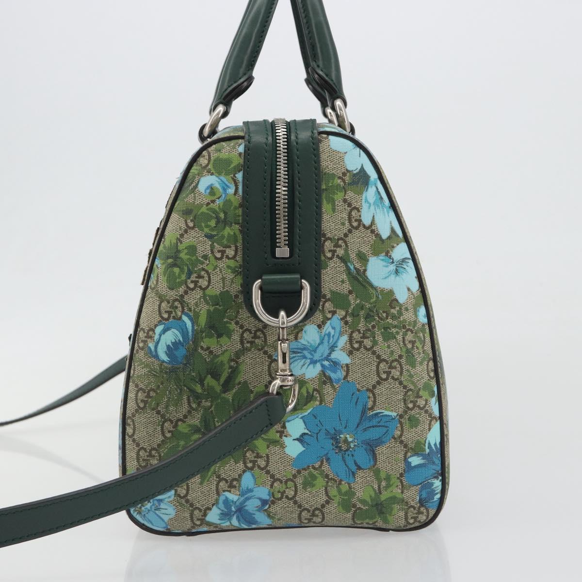 GUCCI GG Supreme Boston Bag PVC Leather 2way Green Silver 409527 Auth 195254SAM - Jerrillo image 4