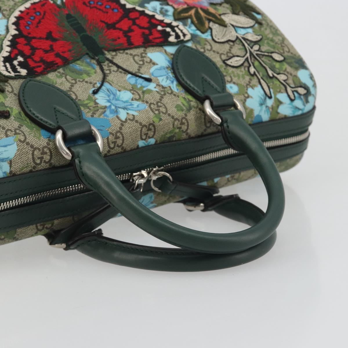 GUCCI GG Supreme Boston Bag PVC Leather 2way Green Silver 409527 Auth 195254SAM - Jerrillo image 7