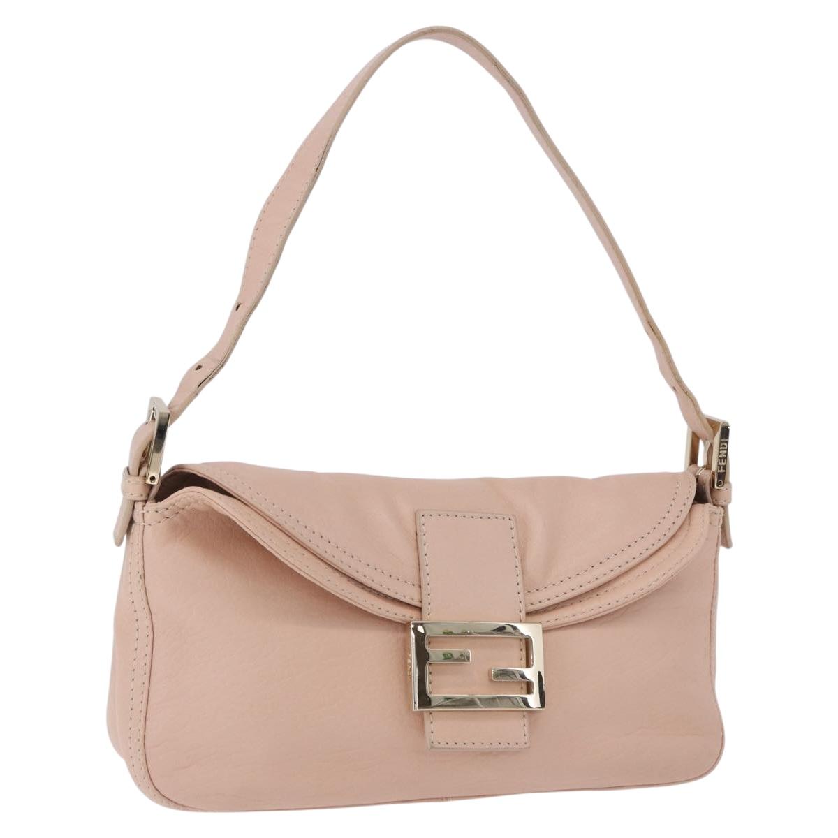 FENDI Mamma Baguette Shoulder Bag Leather Pink Gold Auth 195351M - Jerrillo