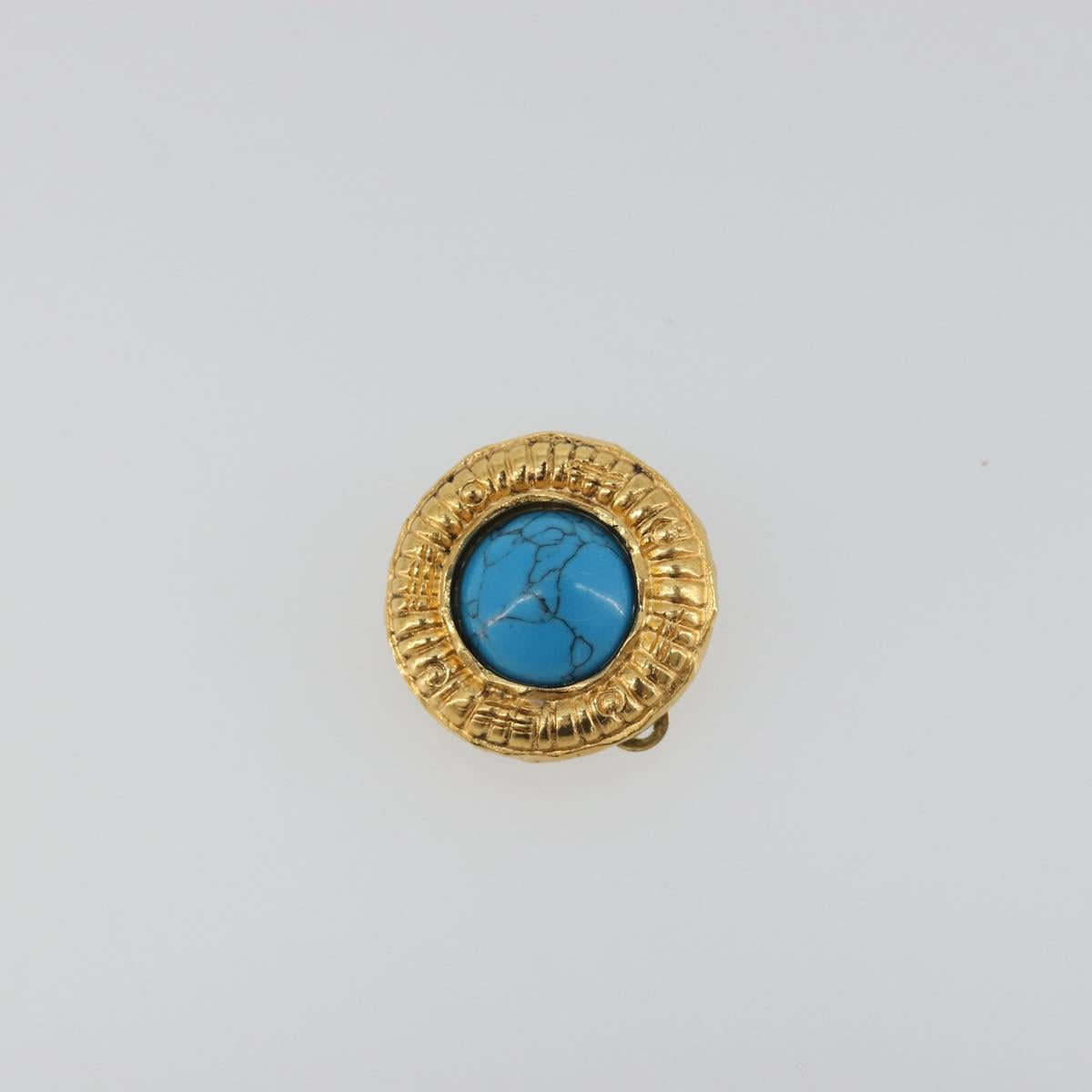 CHANEL Earring Metal Gold Tone Blue CC Auth 195370 - Jerrillo image 2