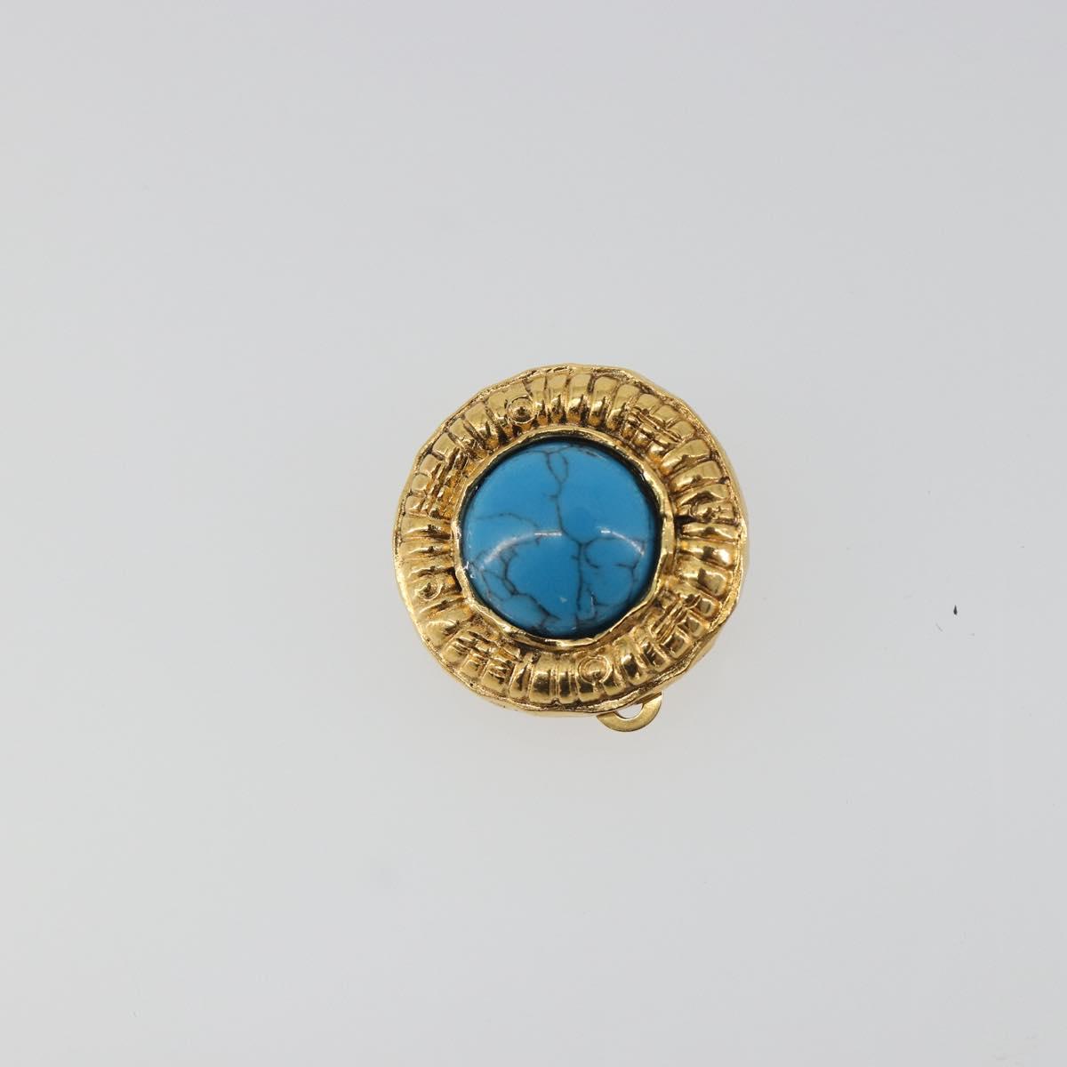CHANEL Earring Metal Gold Tone Blue CC Auth 195370 - Jerrillo image 6