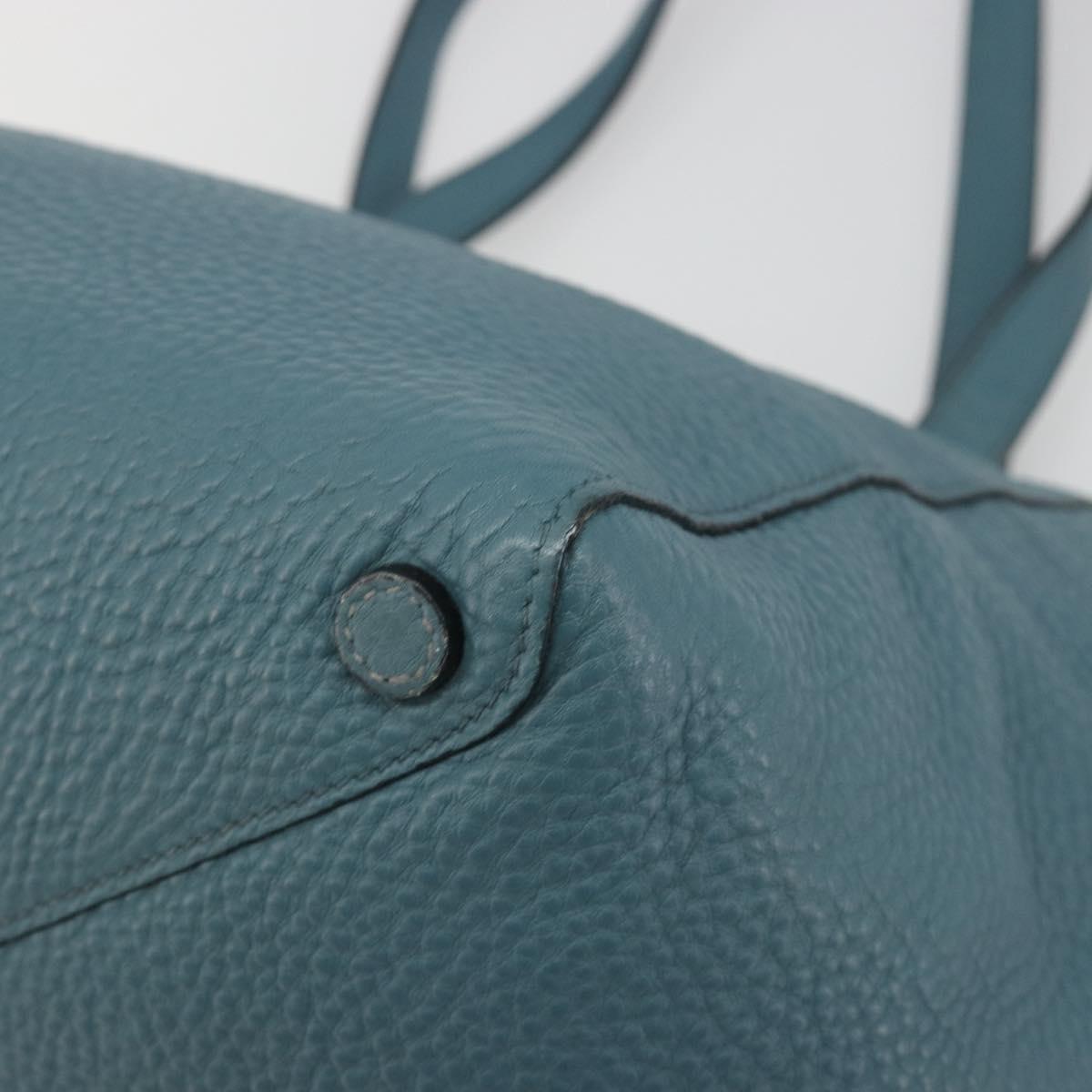 PRADA Tote Bag Leather Light Blue Gold Tone Auth 195376V - Jerrillo image 9
