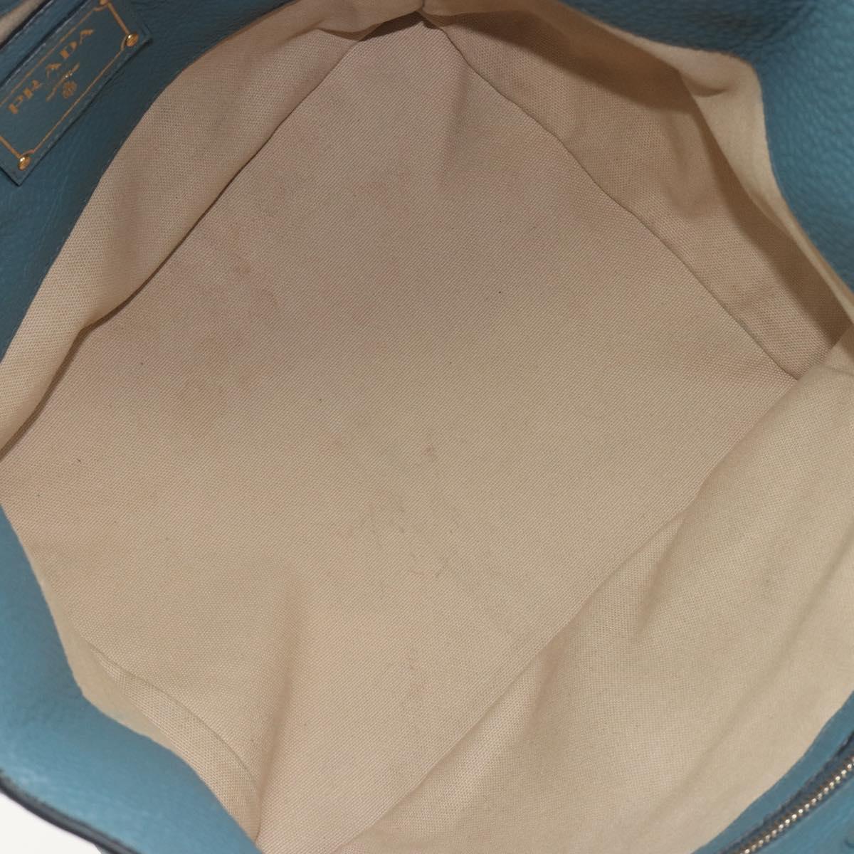 PRADA Tote Bag Leather Light Blue Gold Tone Auth 195376V - Jerrillo image 10