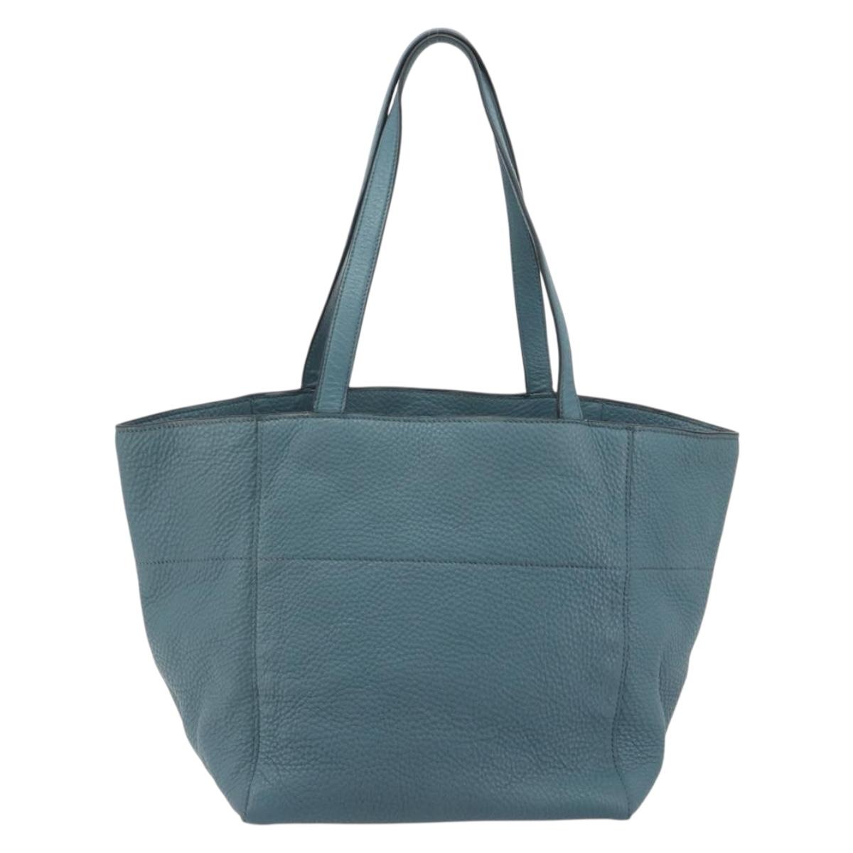 PRADA Tote Bag Leather Light Blue Gold Tone Auth 195376V - Jerrillo image 2