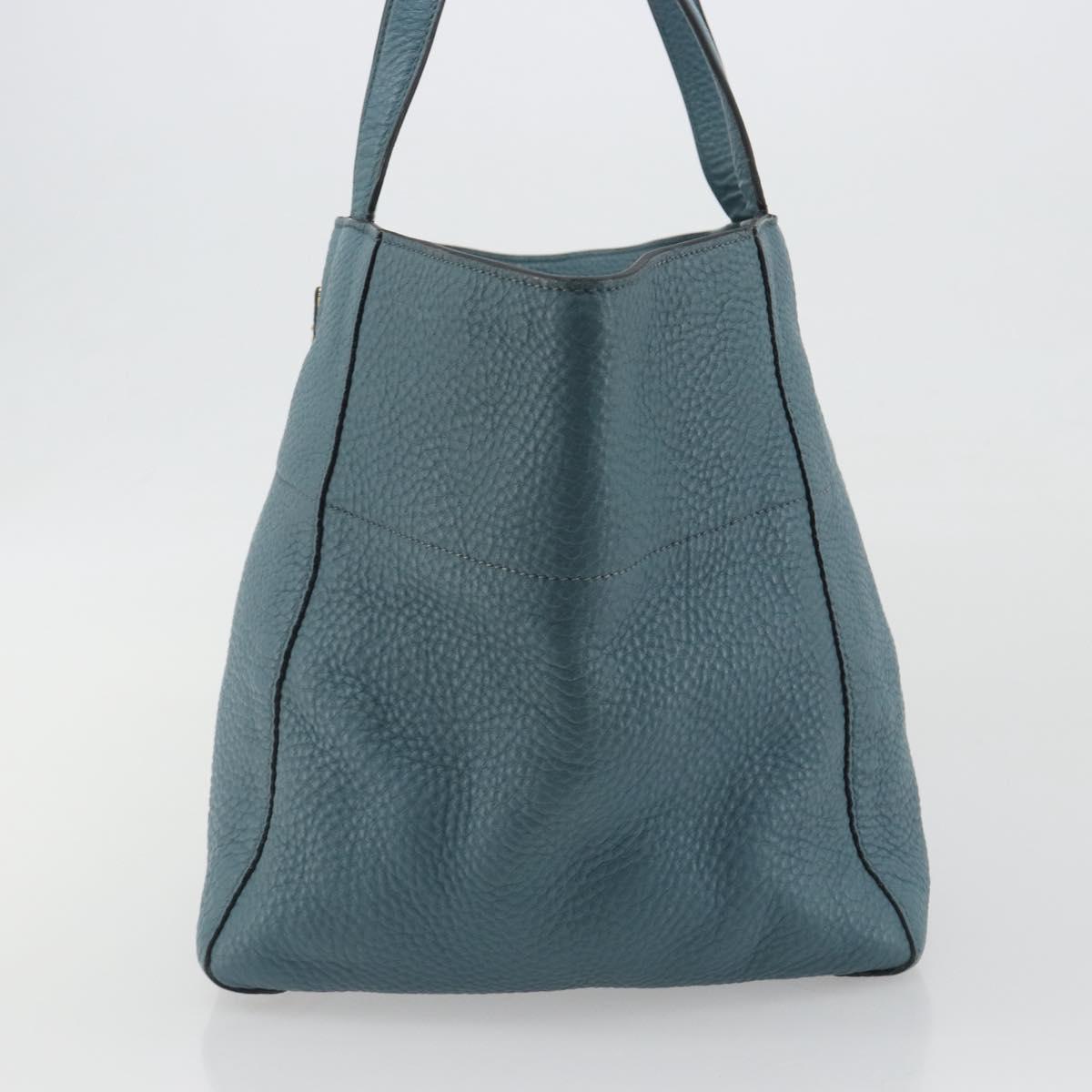 PRADA Tote Bag Leather Light Blue Gold Tone Auth 195376V - Jerrillo image 3