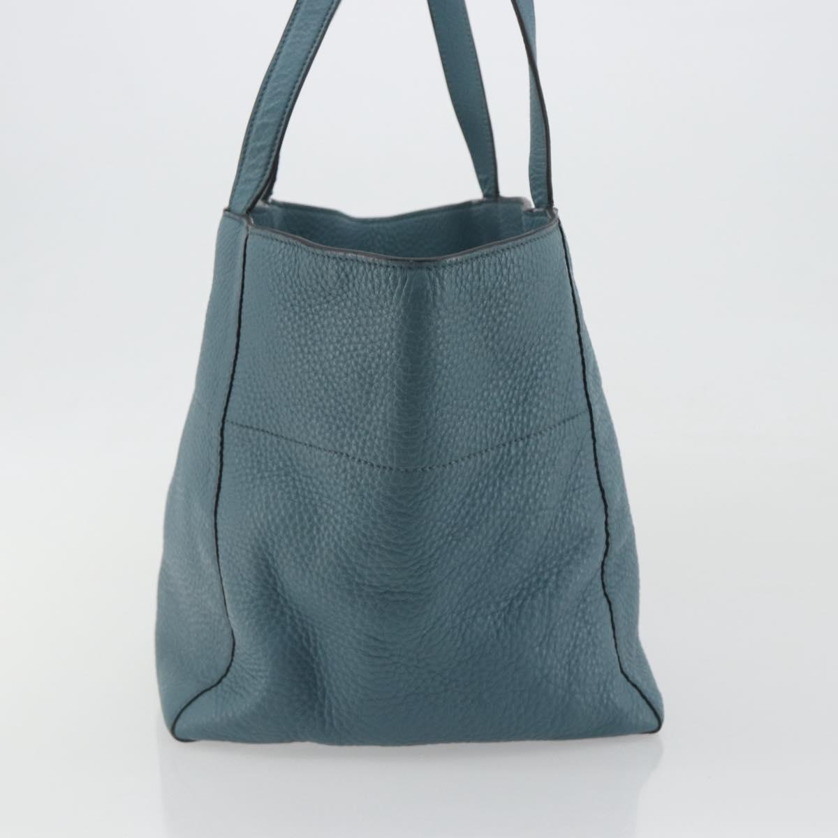PRADA Tote Bag Leather Light Blue Gold Tone Auth 195376V - Jerrillo image 4