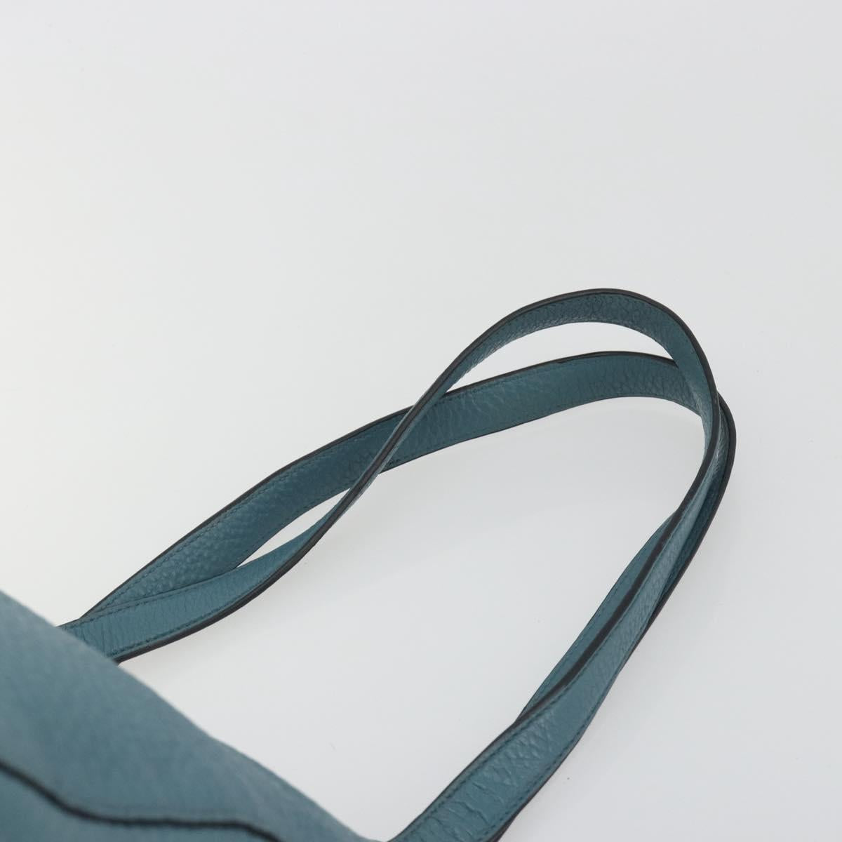 PRADA Tote Bag Leather Light Blue Gold Tone Auth 195376V - Jerrillo image 8