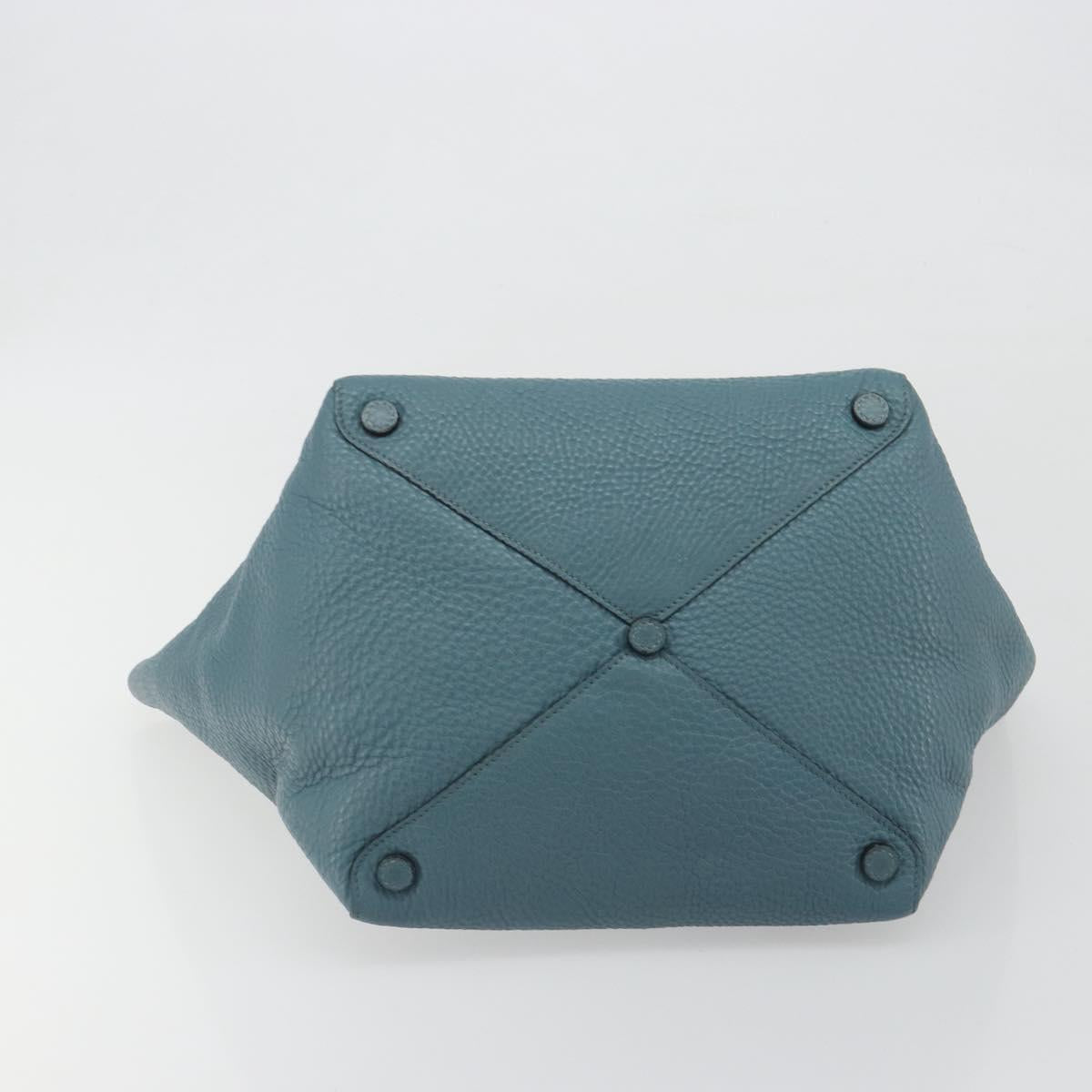 PRADA Tote Bag Leather Light Blue Gold Tone Auth 195376V - Jerrillo image 5