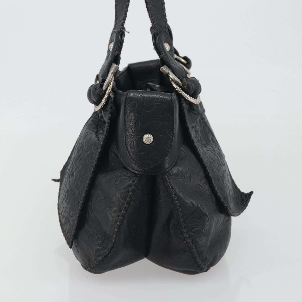 Salvatore Ferragamo Gancini Tote Bag Leather Black Silver Auth 195388A - Jerrillo image 4