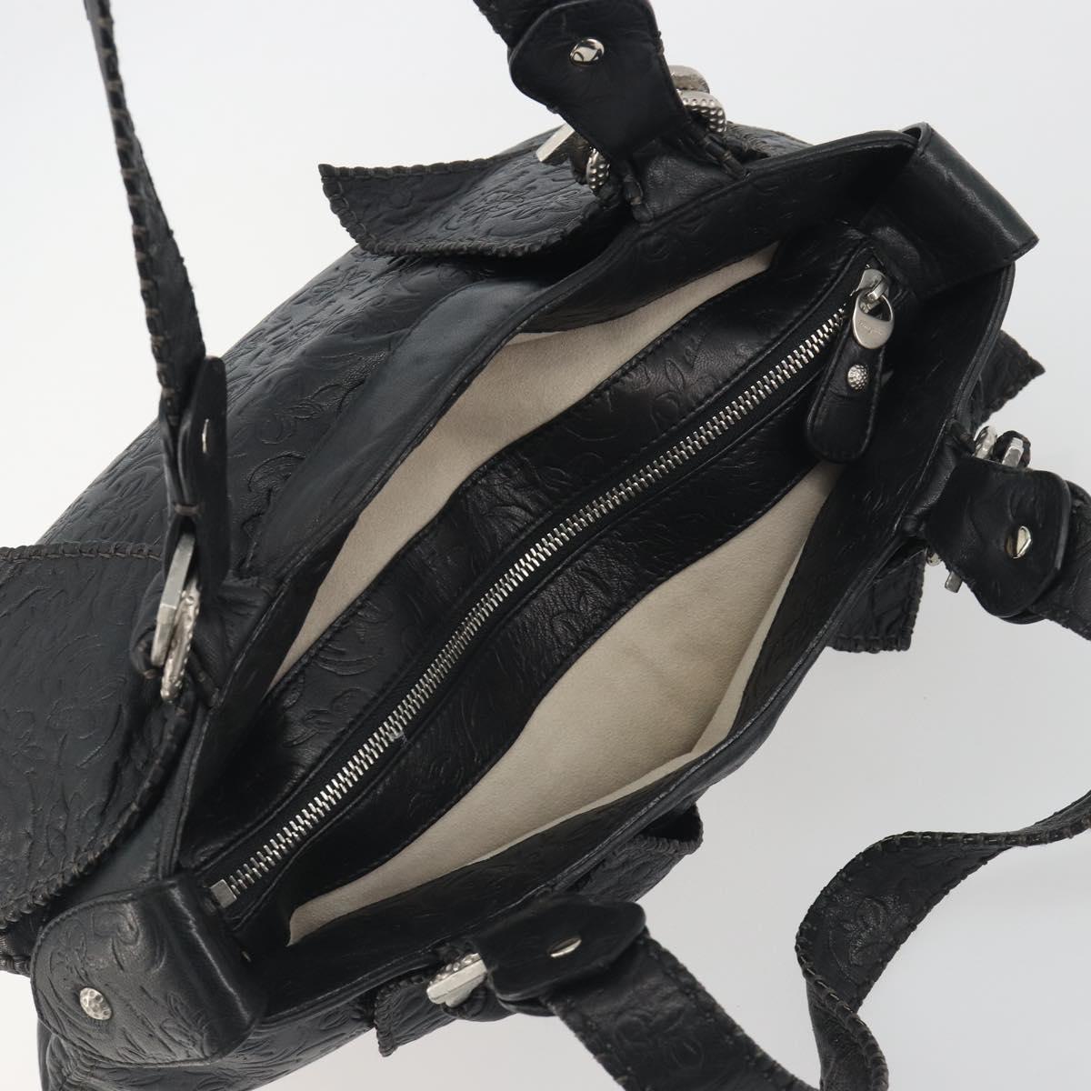 Salvatore Ferragamo Gancini Tote Bag Leather Black Silver Auth 195388A - Jerrillo image 6