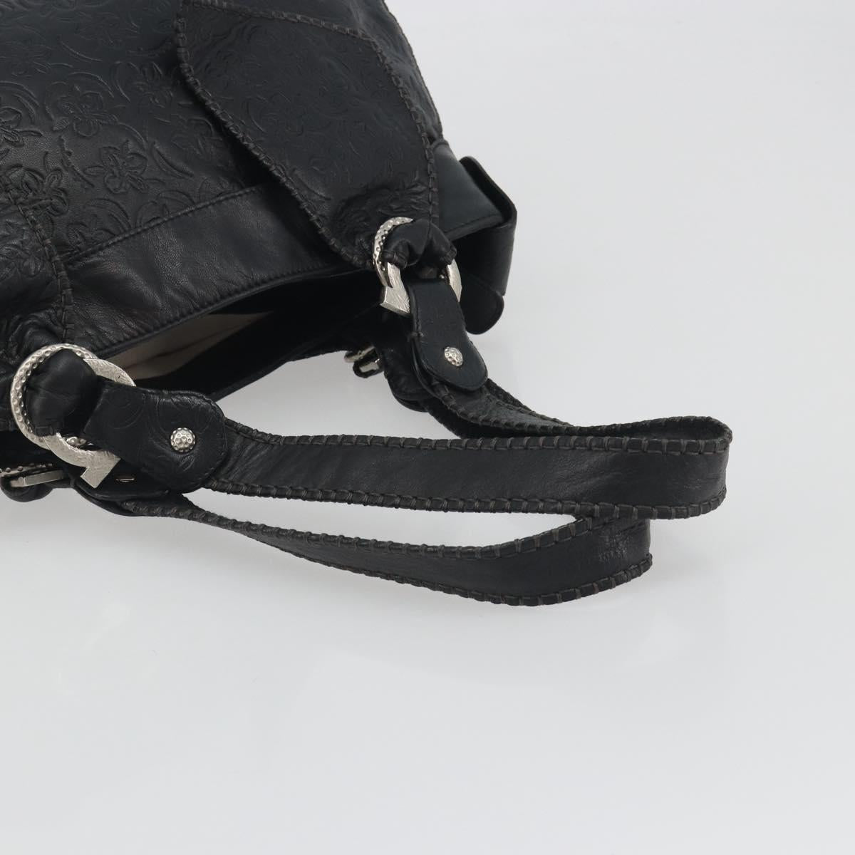 Salvatore Ferragamo Gancini Tote Bag Leather Black Silver Auth 195388A - Jerrillo image 7