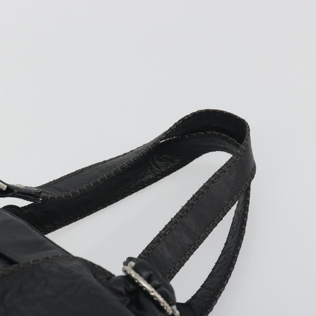 Salvatore Ferragamo Gancini Tote Bag Leather Black Silver Auth 195388A - Jerrillo image 8