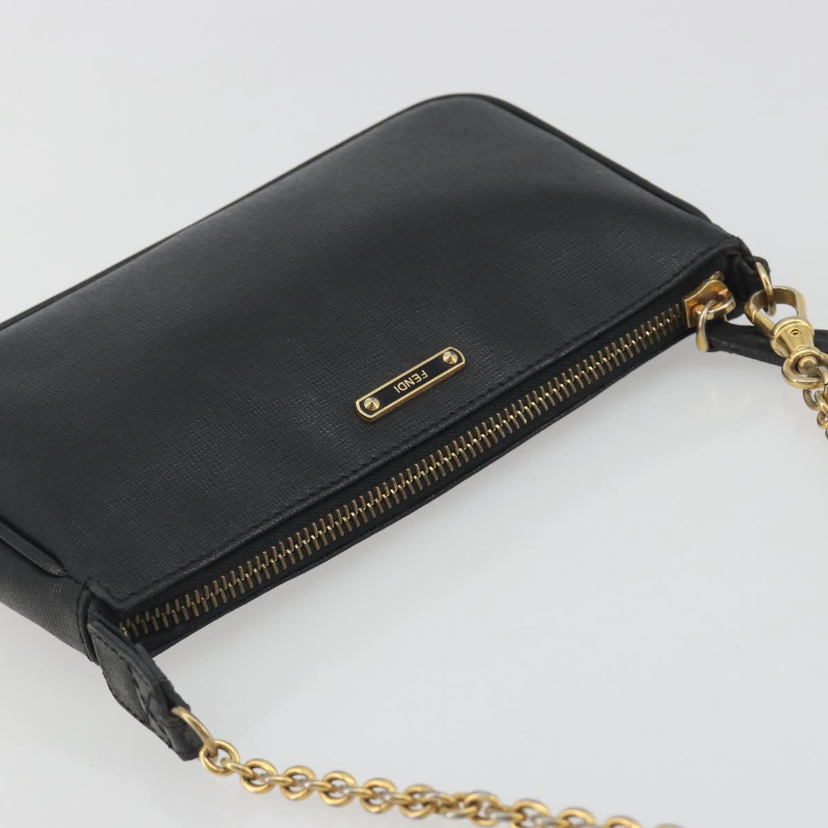 FENDI Accessory Pouch Leather Black Gold Tone 8M0271 Auth 195418A - Jerrillo image 6