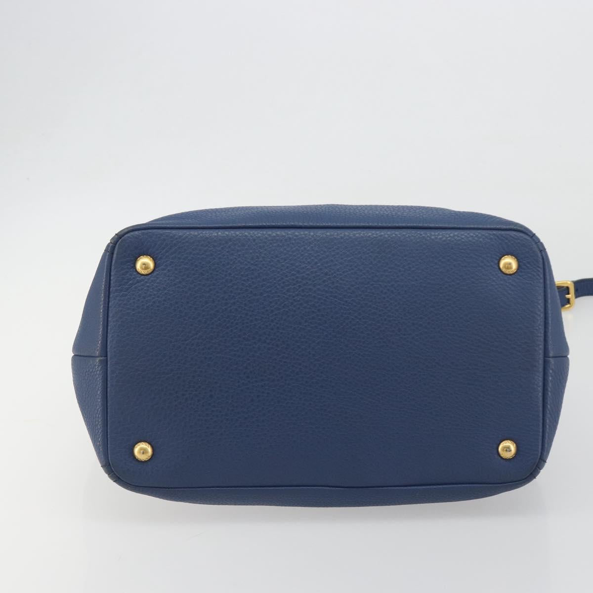 PRADA Hand Bag Leather 2way Blue Gold Tone Auth 195424V - Jerrillo image 5
