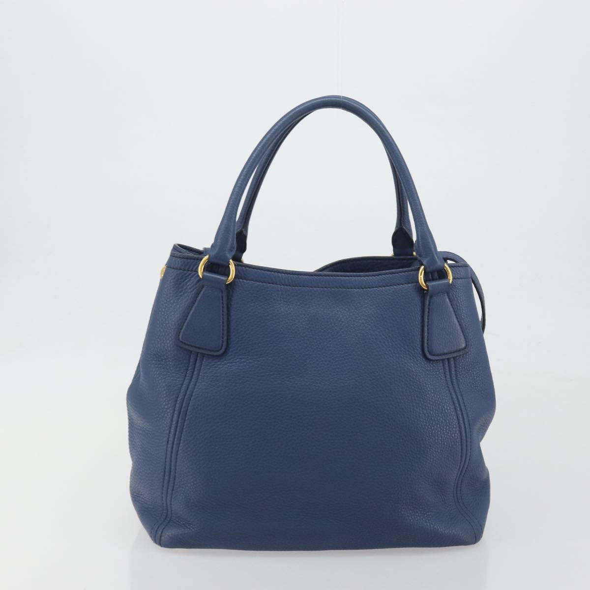 PRADA Hand Bag Leather 2way Blue Gold Tone Auth 195424V - Jerrillo image 2