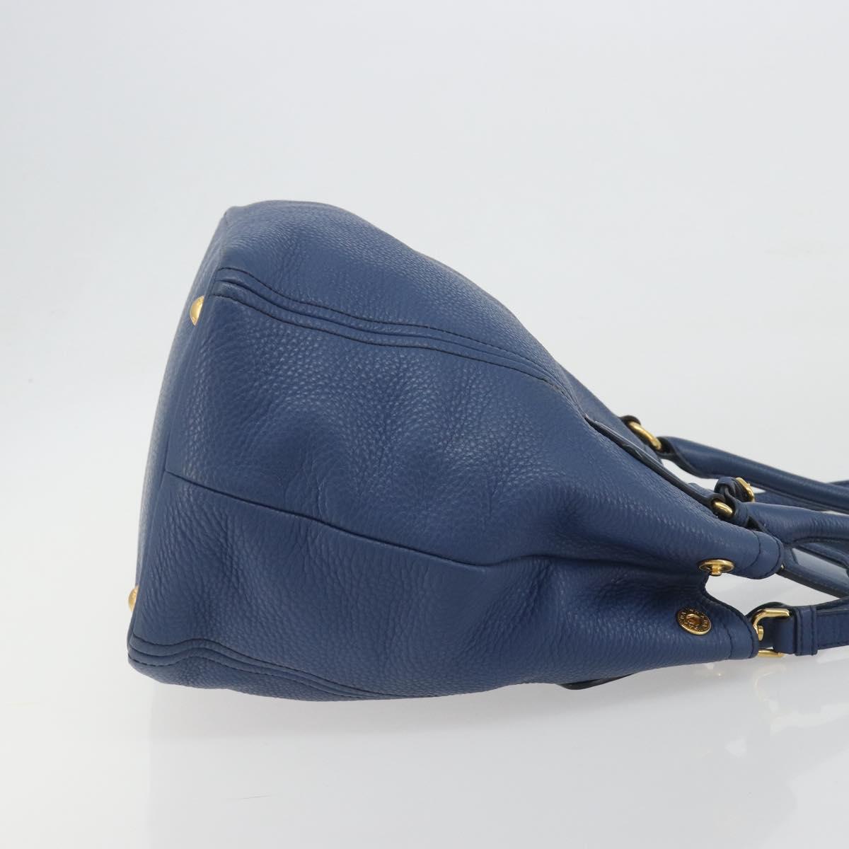PRADA Hand Bag Leather 2way Blue Gold Tone Auth 195424V - Jerrillo image 3