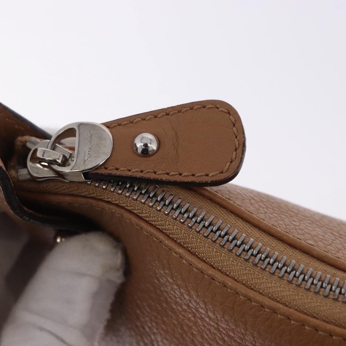 Salvatore Ferragamo Gancini Shoulder Bag Leather Beige Silver Auth 195431A - Jerrillo image 10