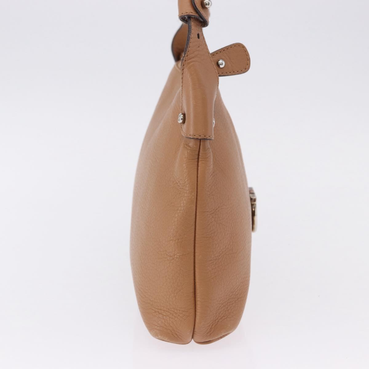 Salvatore Ferragamo Gancini Shoulder Bag Leather Beige Silver Auth 195431A - Jerrillo image 4