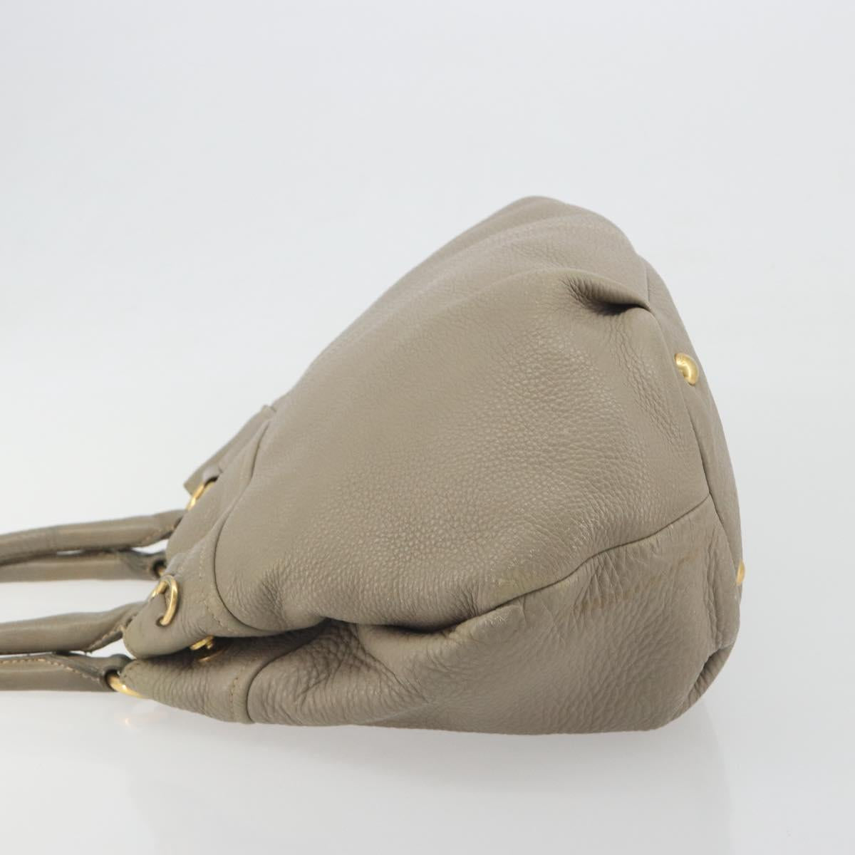 PRADA Hand Bag Leather Beige Gold Tone Auth 195487 - Jerrillo image 5