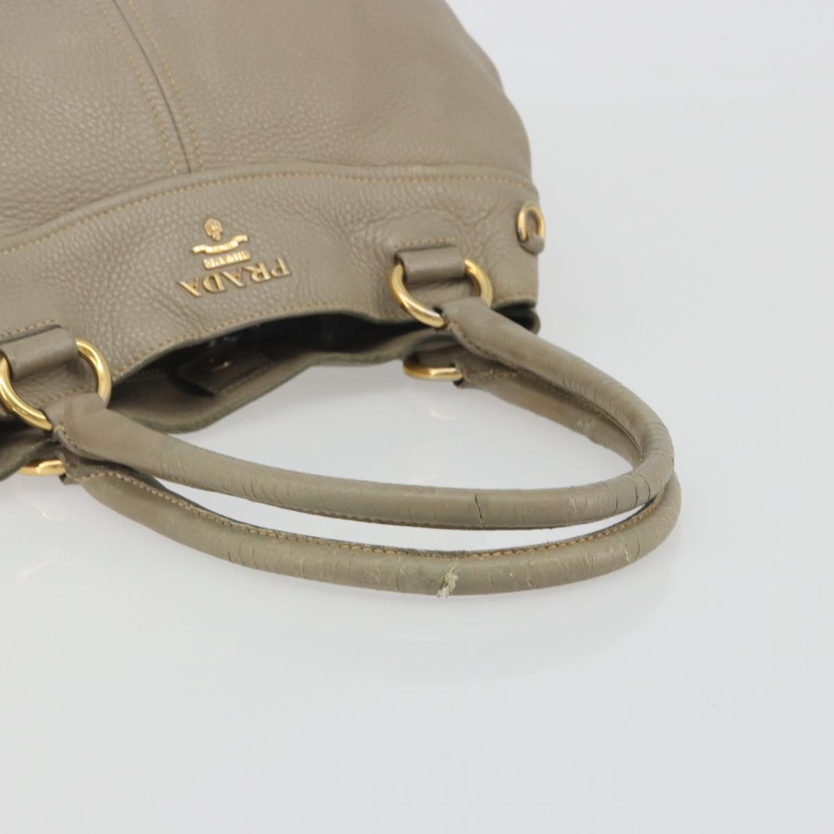 PRADA Hand Bag Leather Beige Gold Tone Auth 195487 - Jerrillo image 7