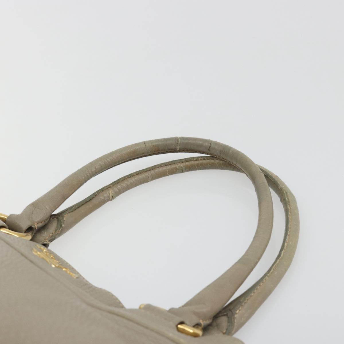 PRADA Hand Bag Leather Beige Gold Tone Auth 195487 - Jerrillo image 9