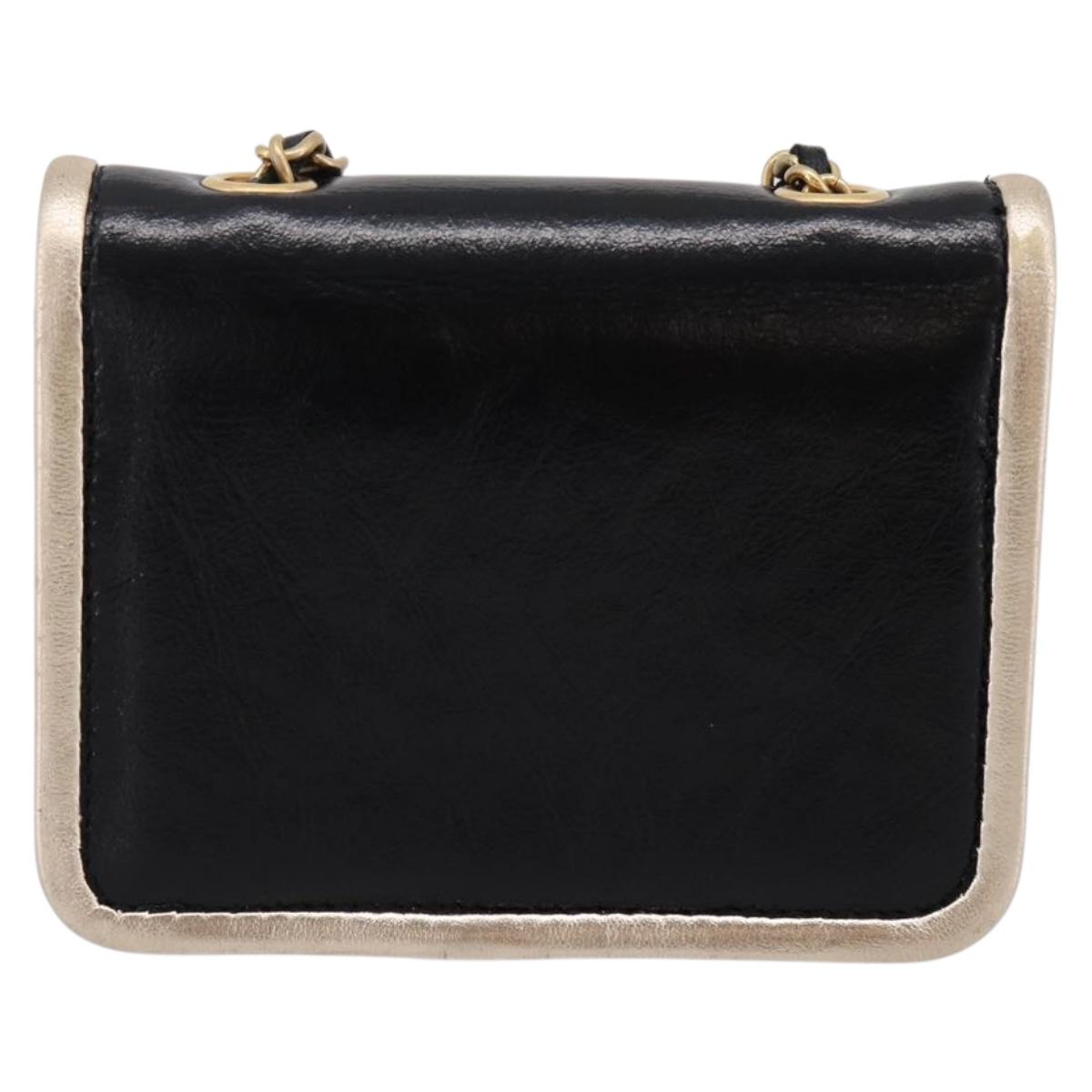 CHANEL Chain Shoulder Pouch Matelasse Leather Black Gold CC Auth 195532M - Jerrillo image 2