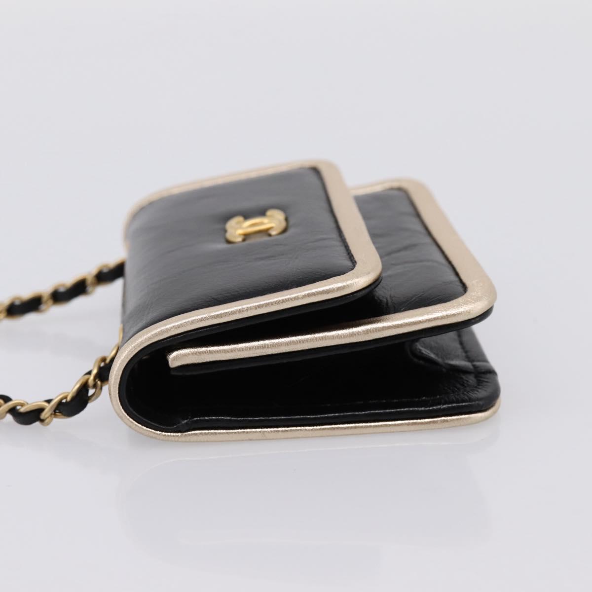 CHANEL Chain Shoulder Pouch Matelasse Leather Black Gold CC Auth 195532M - Jerrillo image 3