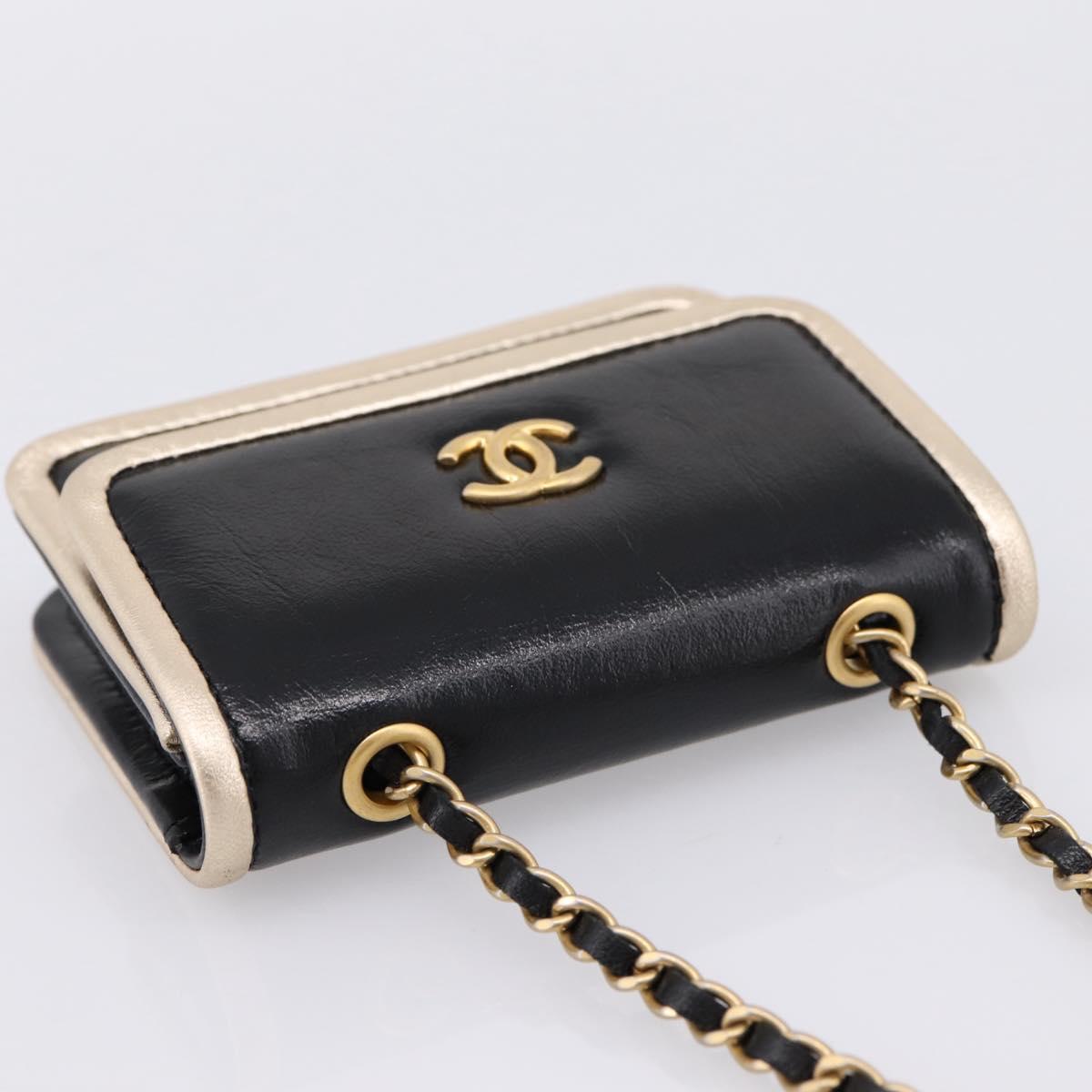 CHANEL Chain Shoulder Pouch Matelasse Leather Black Gold CC Auth 195532M - Jerrillo image 6
