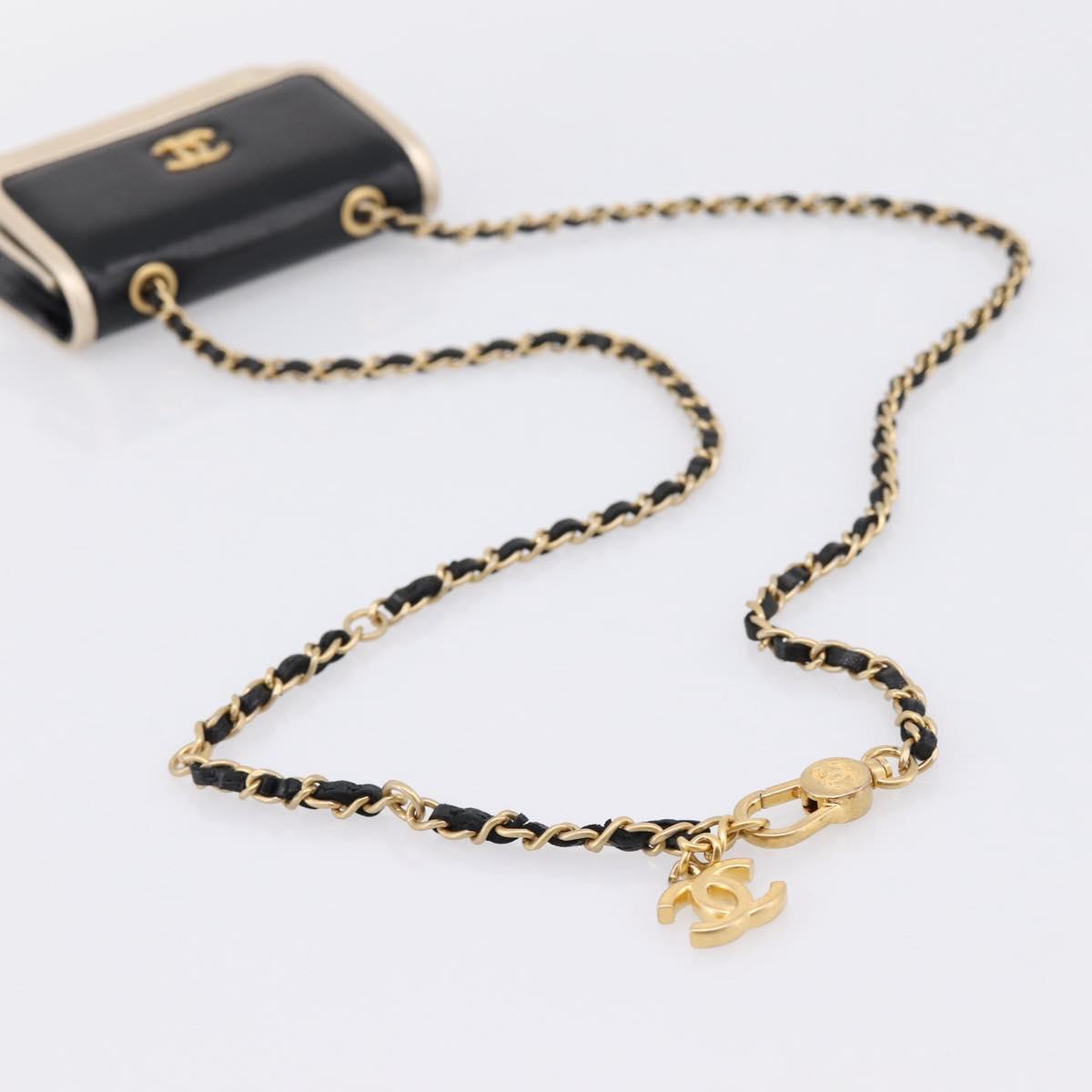 CHANEL Chain Shoulder Pouch Matelasse Leather Black Gold CC Auth 195532M - Jerrillo image 7