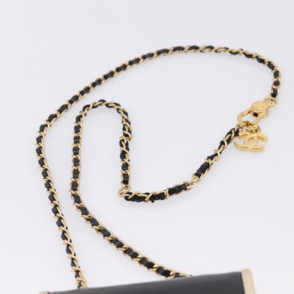 CHANEL Chain Shoulder Pouch Matelasse Leather Black Gold CC Auth 195532M - Jerrillo image 8