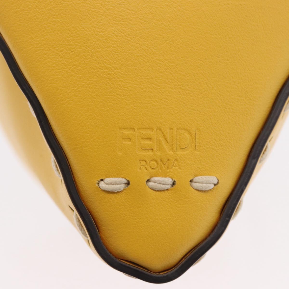 FENDI Celeria Triangle Shoulder Bag Leather Yellow Gold Tone 8BS053 Auth 195557M - Jerrillo image 8
