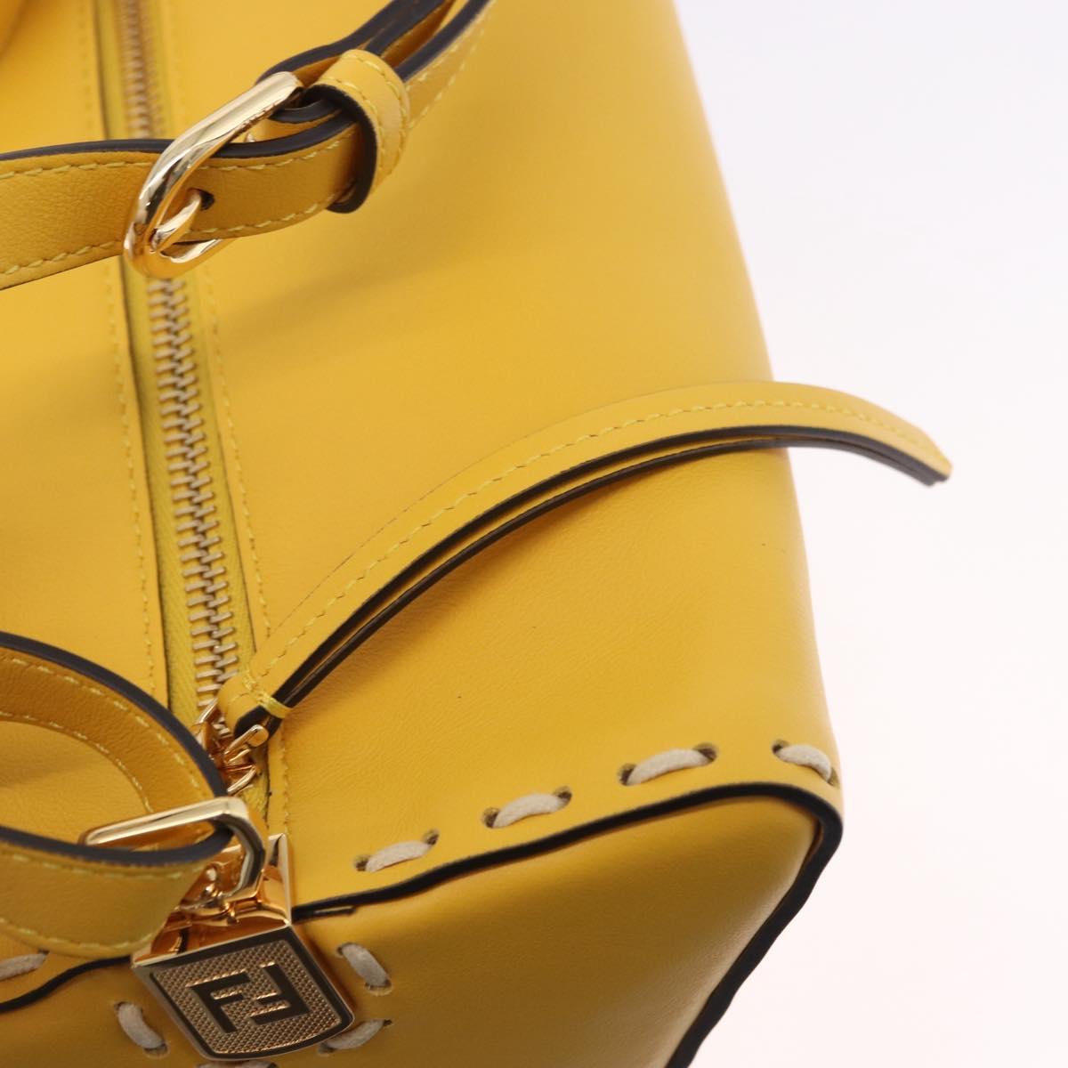 FENDI Celeria Triangle Shoulder Bag Leather Yellow Gold Tone 8BS053 Auth 195557M - Jerrillo image 9