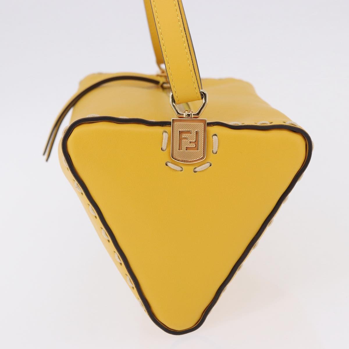 FENDI Celeria Triangle Shoulder Bag Leather Yellow Gold Tone 8BS053 Auth 195557M - Jerrillo image 3