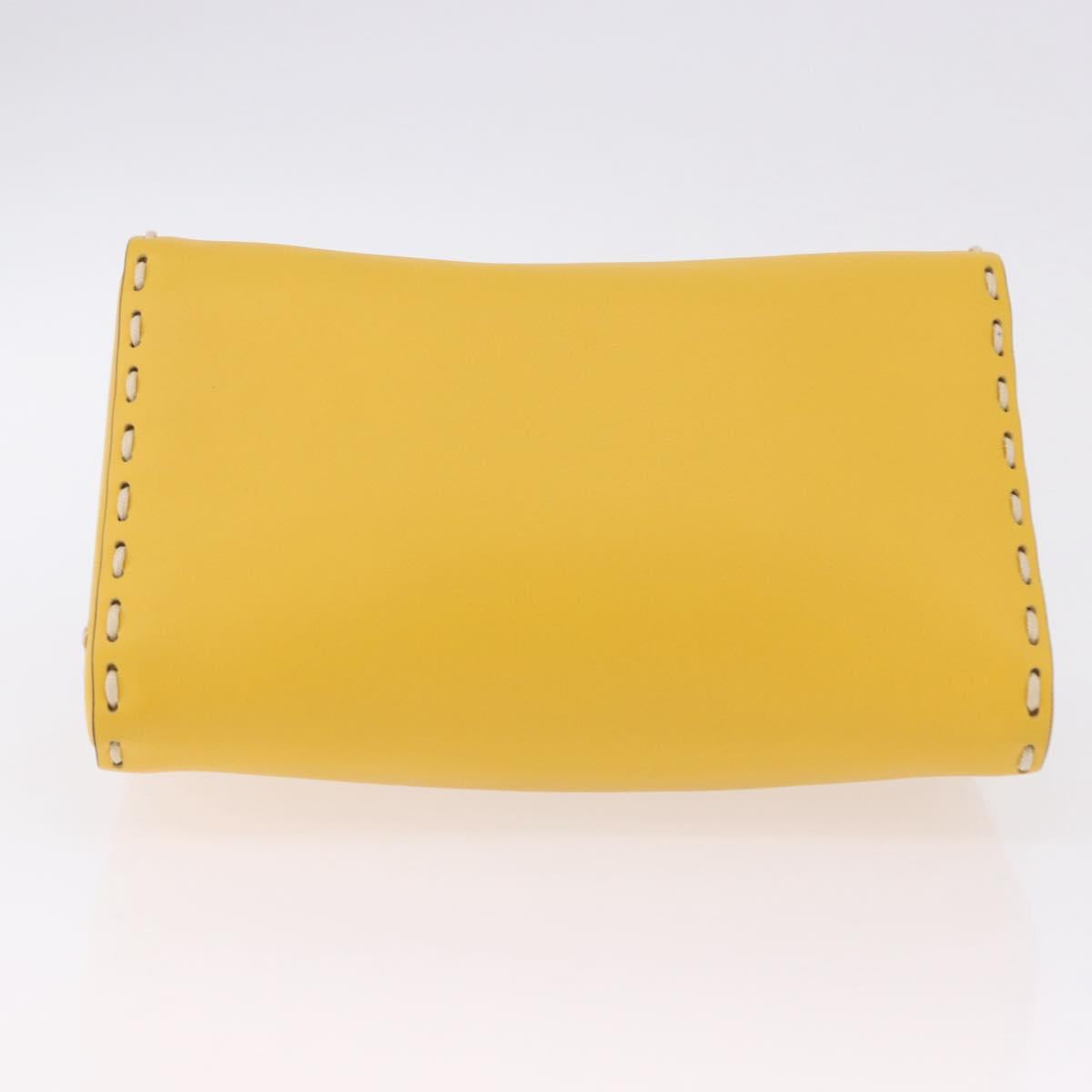 FENDI Celeria Triangle Shoulder Bag Leather Yellow Gold Tone 8BS053 Auth 195557M - Jerrillo image 5