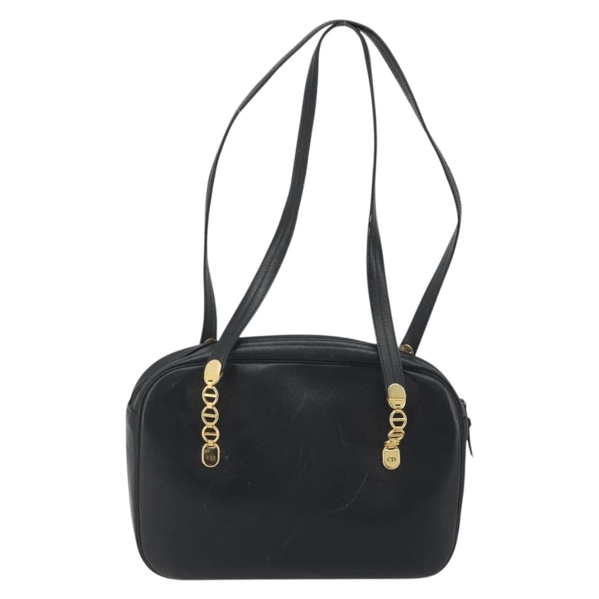 Christian Dior Tote Bag Leather Black Gold Auth 195576A - Jerrillo image 2