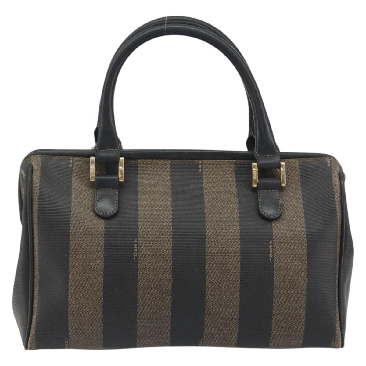 FENDI Pecan Canvas Boston Bag PVC Black Brown Auth 195590 - Jerrillo image 2