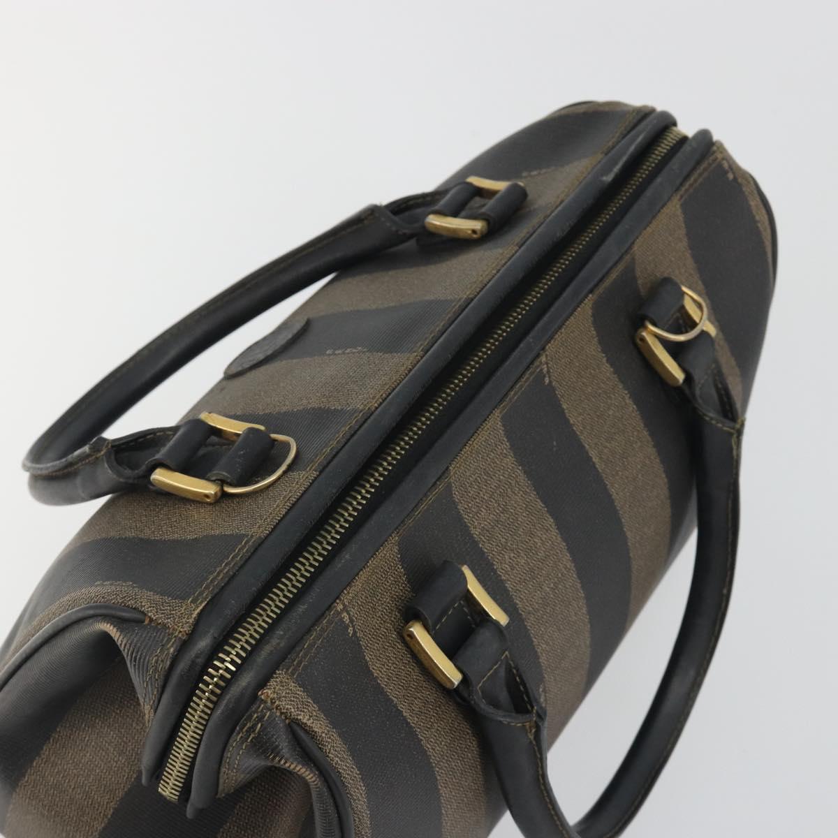FENDI Pecan Canvas Boston Bag PVC Black Brown Auth 195590 - Jerrillo image 6