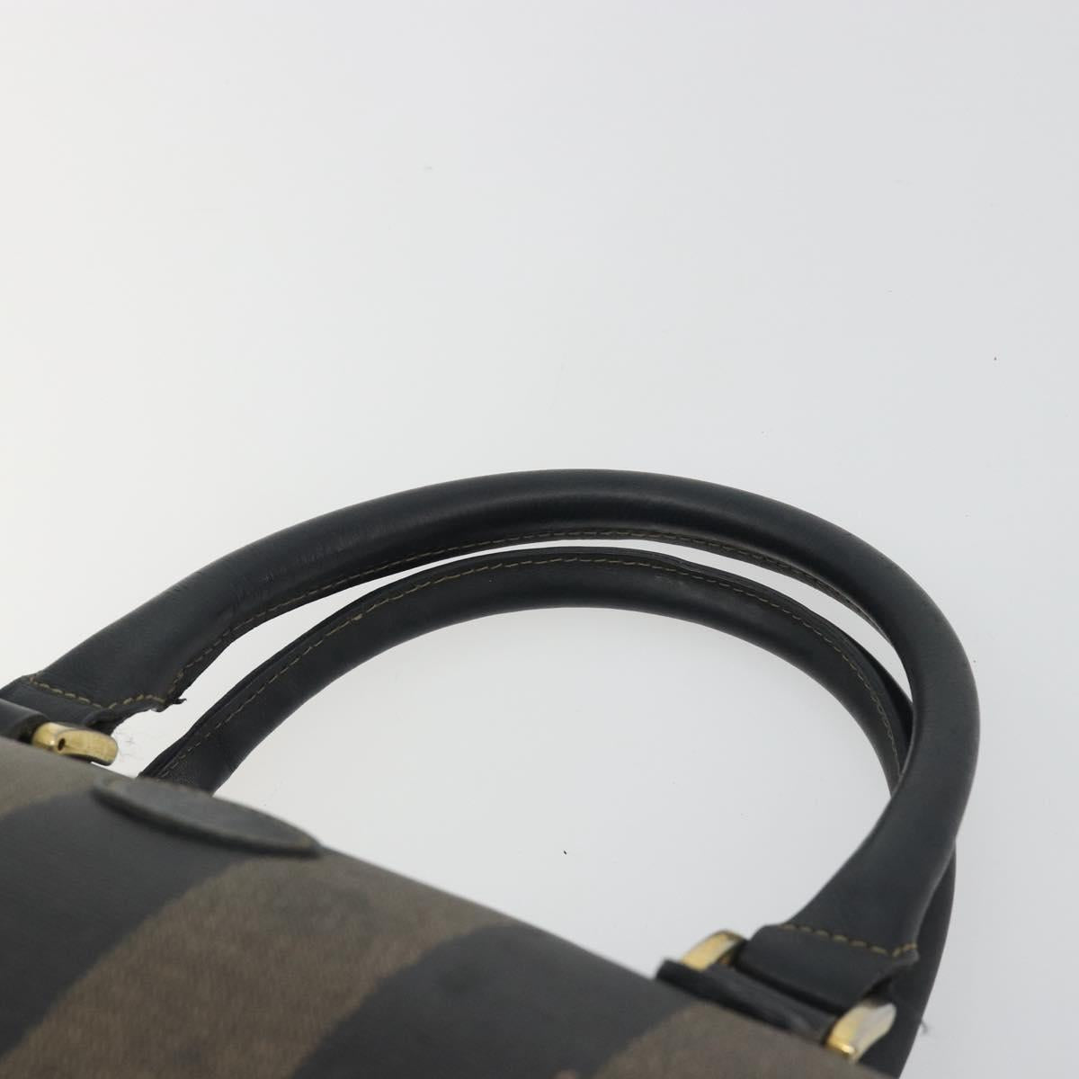 FENDI Pecan Canvas Boston Bag PVC Black Brown Auth 195590 - Jerrillo image 8