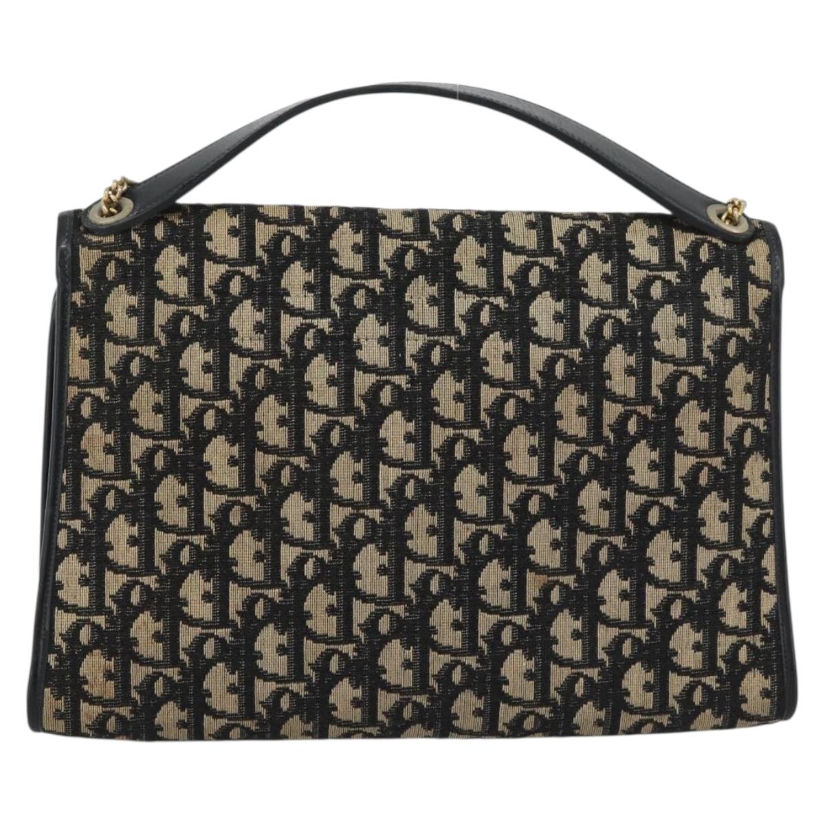 Christian Dior Trotter Canvas Shoulder Bag 2way Navy Gold Auth 195594A - Jerrillo image 2