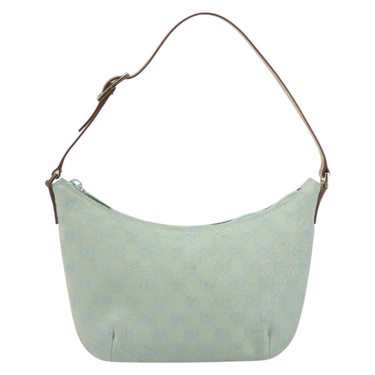 GUCCI GG Canvas Shoulder Bag Light Blue Gold 005 0813 Auth 195610A - Jerrillo image 2