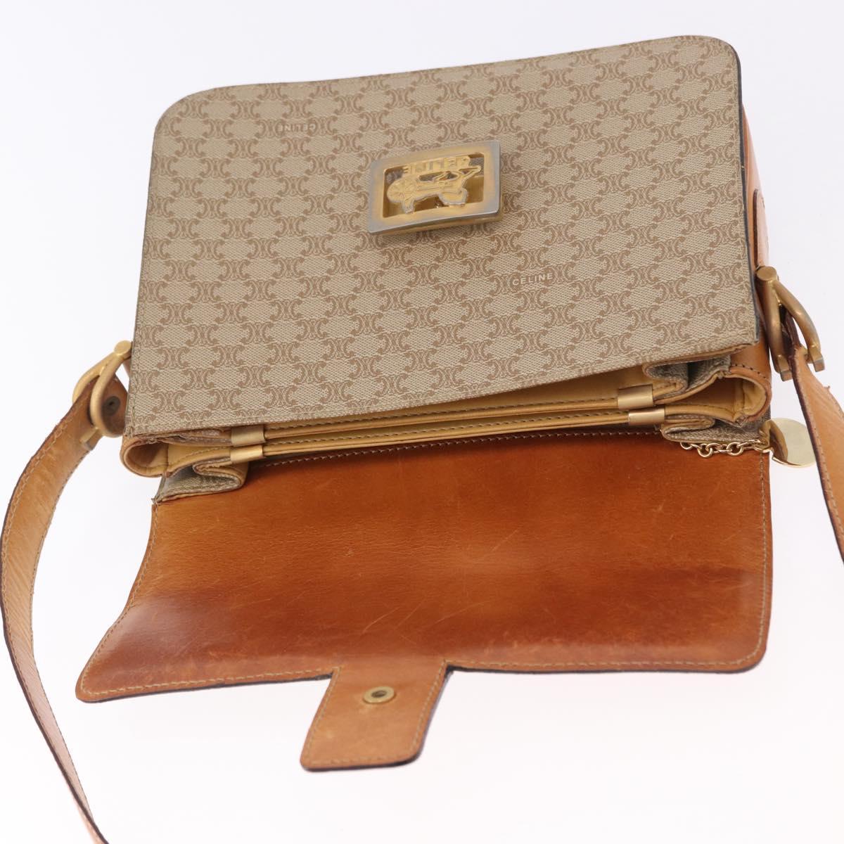 CELINE Macadam Canvas Shoulder Bag PVC Beige Gold Auth 195634 - Jerrillo image 9