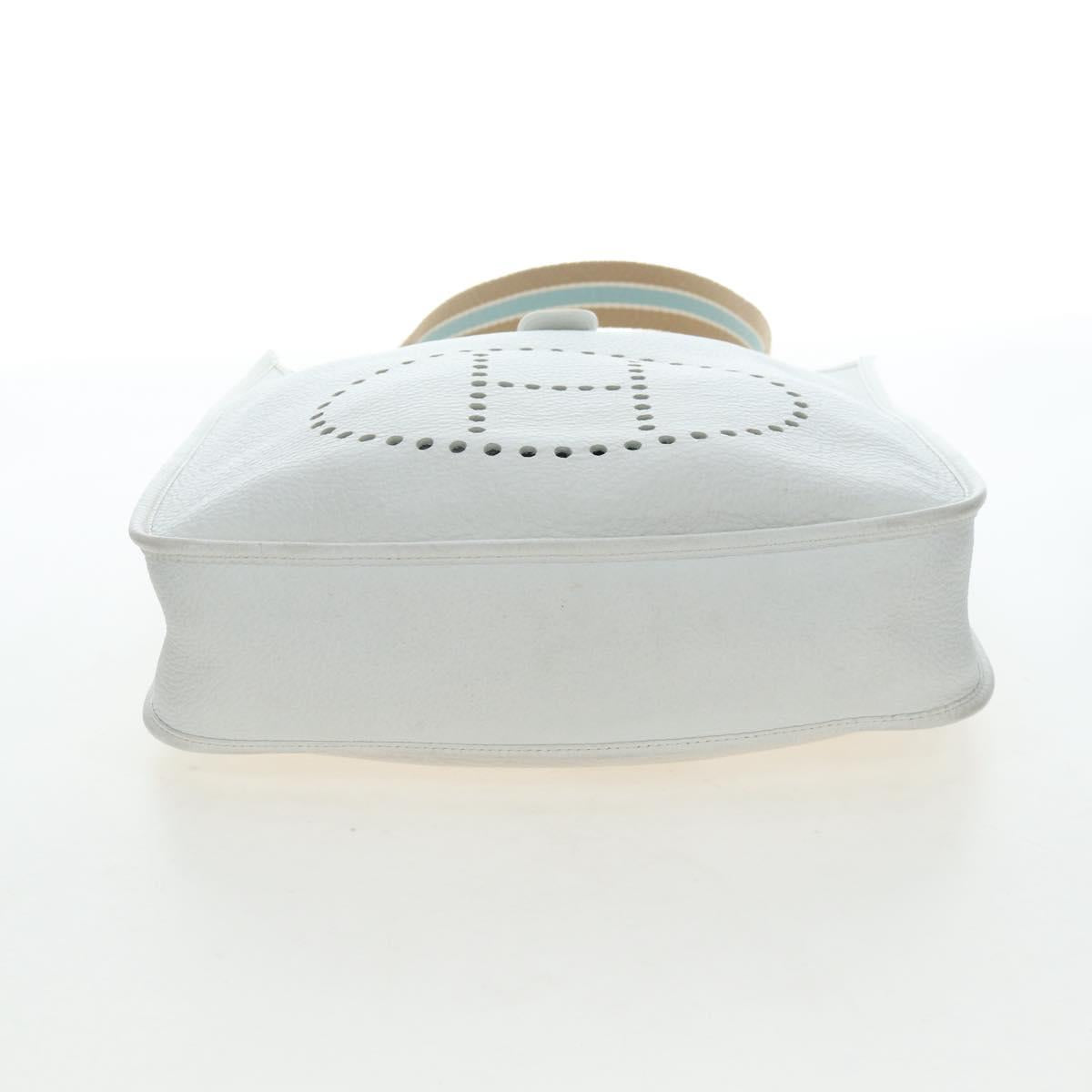 HERMES Evelyn 1GM Shoulder Bag Leather White Silver Auth 195640SAM - Jerrillo image 10