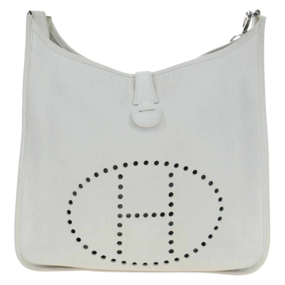HERMES Evelyn 1GM Shoulder Bag Leather White Silver Auth 195640SAM - Jerrillo image 2